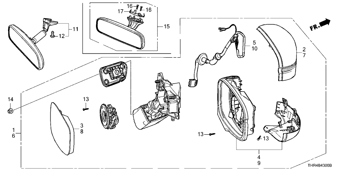 Honda 76250-THR-A01 Mirror Assembly, Driver Side Door (R.C.)