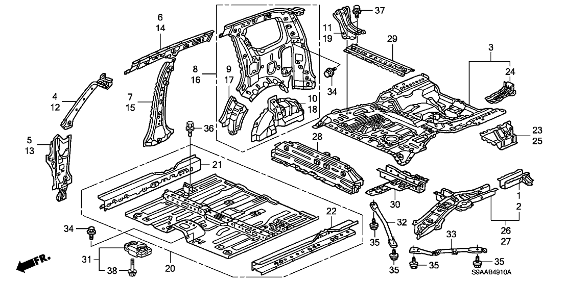 Honda 64700-S9A-A01ZZ Panel, L. RR. Inside