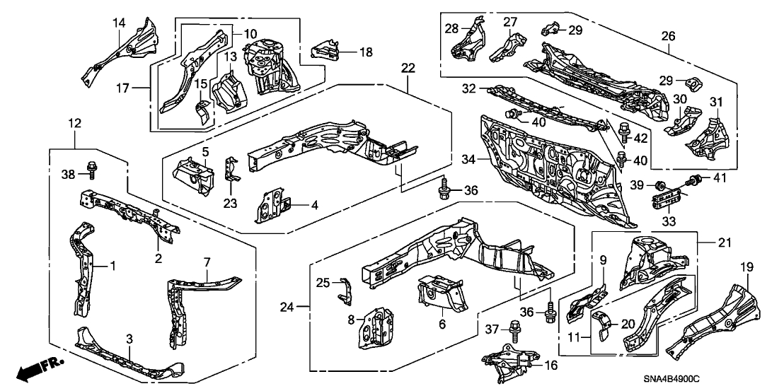 Honda 60810-SNA-A00ZZ Frame, R. FR. Side