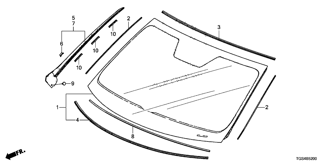 Honda 73111-TG7-A23 Glass Set, Front