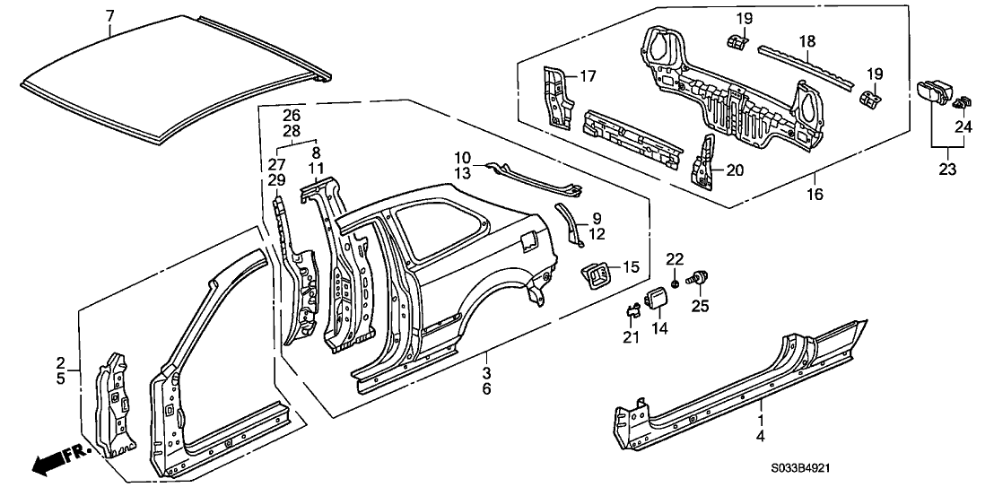 Honda 04636-S00-A00ZZ Panel Set, R. RR. (Outer)