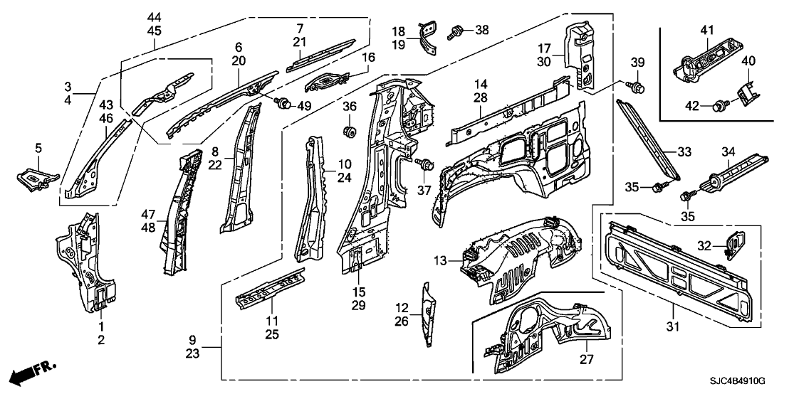 Honda 64770-SJC-A00ZZ Stiffener, L. RR. Tailgate