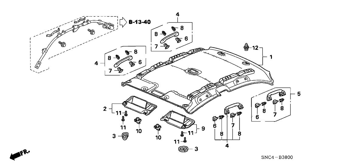 Honda 83200-SNC-A02ZC Lining Assy., Roof *YR327L* (PEARL IVORY)