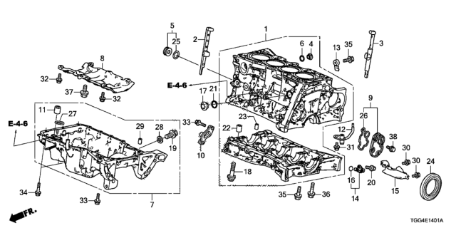 2018 Honda Civic Sensor Assembly, Crank Diagram for 37500-RPY-G01