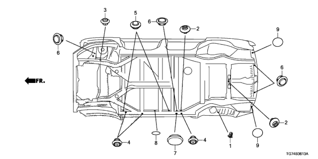 2017 Honda Pilot Grommet Diagram 4