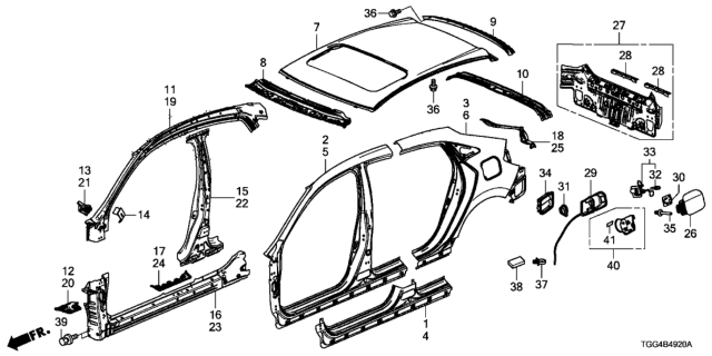 2020 Honda Civic Stiffener, L. FR. Pillar (Upper) Diagram for 63520-TGG-305ZZ