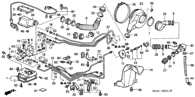 2001 Honda Civic O-Ring (10.3X1.9) Diagram for 91307-PDN-A01