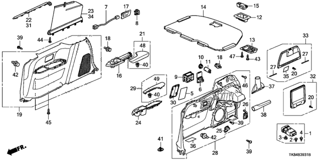 2015 Honda Odyssey Stopper, Glove Box Lid Diagram for 84621-S0X-A01