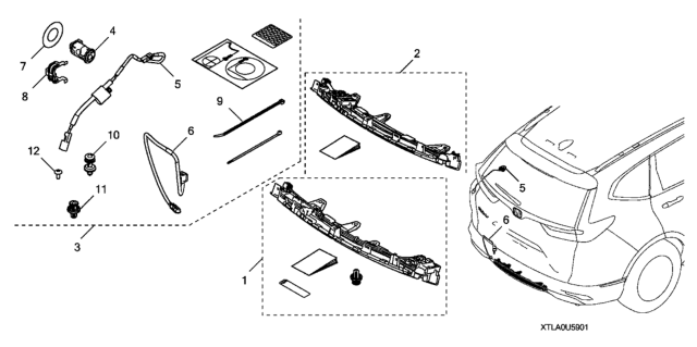 2020 Honda CR-V Hands-Free Power Tailgate Sensor & Attachment Diagram