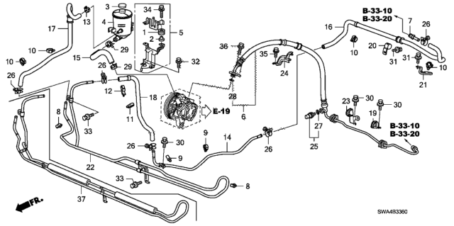 2010 Honda CR-V Cooler, Power Steering Oil Diagram for 53765-SWA-010
