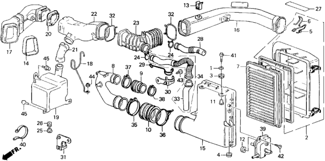 1987 Honda Accord Element Assembly, Air Cleaner Diagram for 17220-PH3-305