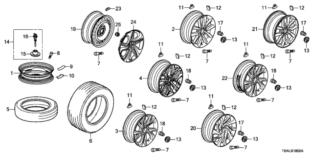 2020 Honda Civic Trim Assembly, Wheel (16X7J) Diagram for 44733-TBA-A25
