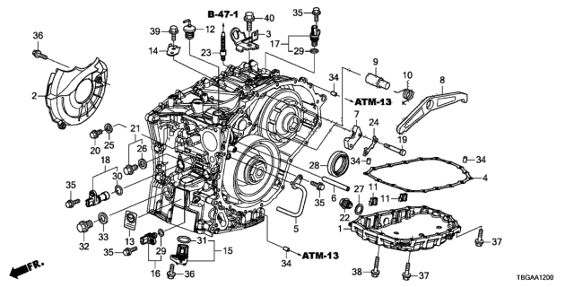 2020 Honda Civic AT Transmission Case Components Diagram