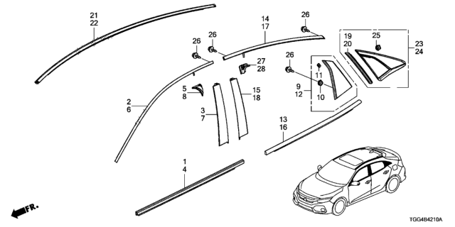 2020 Honda Civic Molding Diagram