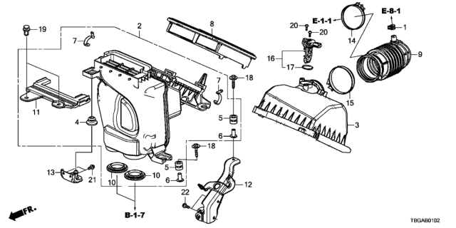 2020 Honda Civic 2 Door LX KA CVT Air Cleaner (2.0L) Diagram