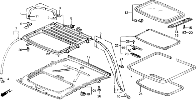 1990 Honda Prelude Glass Assembly, Roof (Asahi Glass) Diagram for 70200-SF1-A01