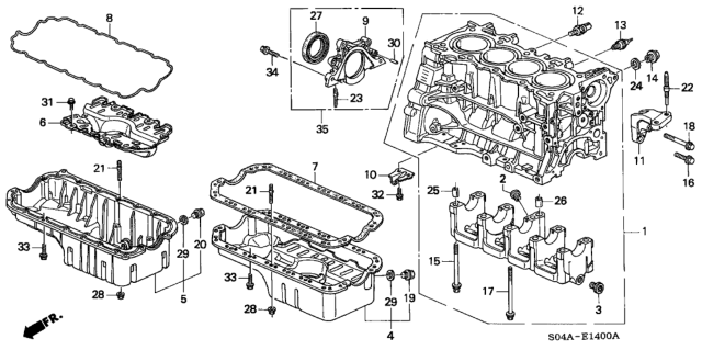 2000 Honda Civic Gasket, Oil Pan Diagram for 11251-P2J-000