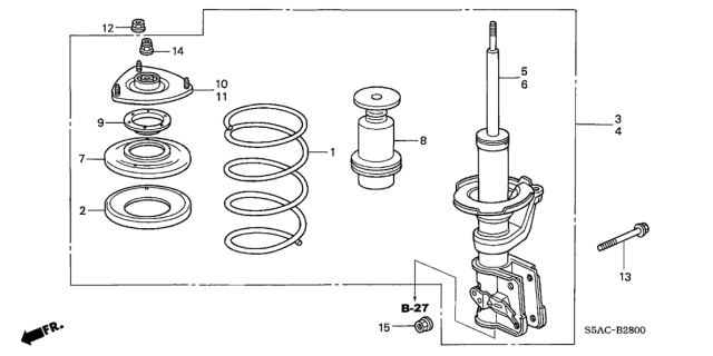2005 Honda Civic Bearing, Front Damper Mounting Diagram for 51726-S5A-701