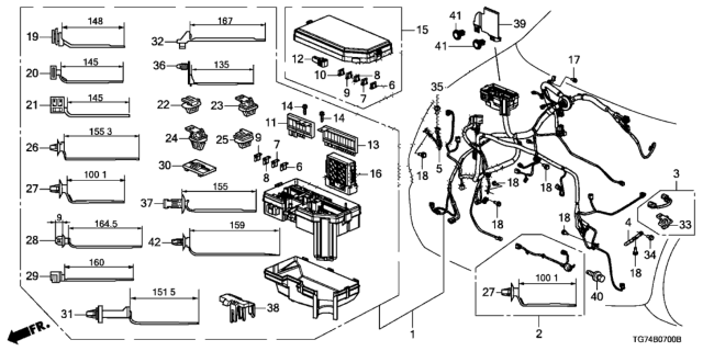 2017 Honda Pilot Wire Harness, R. Cabin Diagram for 32100-TG8-A62