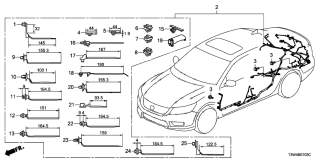 2017 Honda Accord Hybrid Wire Harness, L. Side Diagram for 32160-T3W-C02