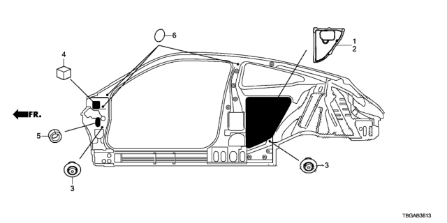 2020 Honda Civic Grommet (Side) Diagram