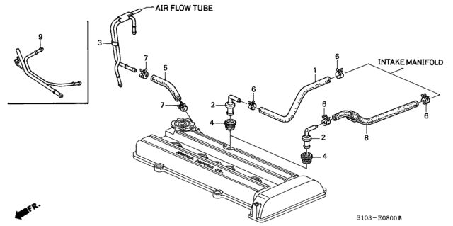 2000 Honda CR-V Valve Assembly, Pcv Diagram for 17130-PV3-013