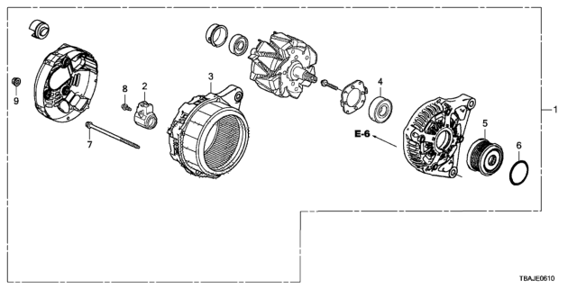 2019 Honda Civic 4 Door EX (LEATHER/TURBO) KL CVT Alternator (Denso) Diagram