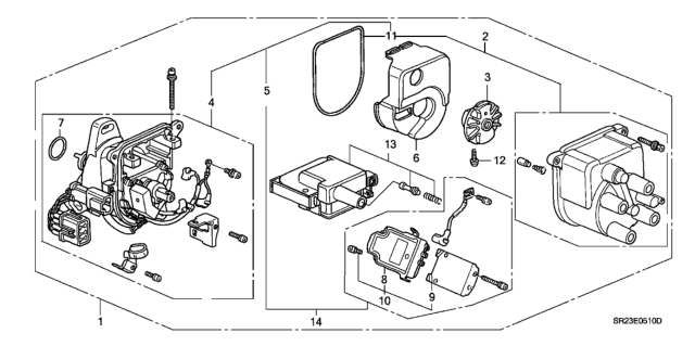 1993 Honda Del Sol Screw-Washer (5X12) Diagram for 30135-P08-006