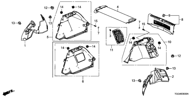 2020 Honda Civic Trunk Side Lining Diagram