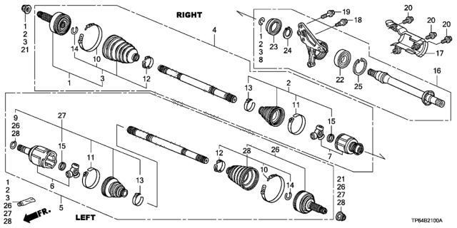 2015 Honda Crosstour Driveshaft Assembly-, R Diagram for 44305-TP6-A41