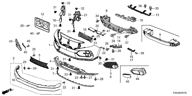 2020 Honda Civic Pp Box Center, FR. Diagram for 71135-TGH-A00
