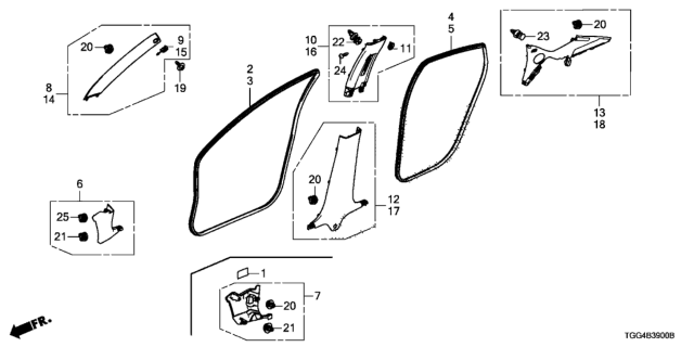 2020 Honda Civic Pillar Garnish Diagram