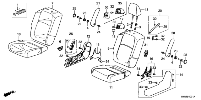 2019 Honda Odyssey Armrest Assembly, Driver Side Middle Seat (Wisteria Light Gray) Diagram for 81780-THR-A21ZB