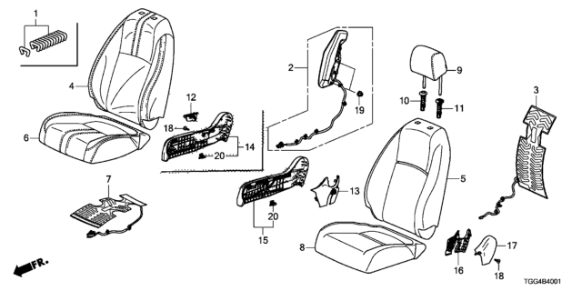 2019 Honda Civic Front Seat (Passenger Side) Diagram