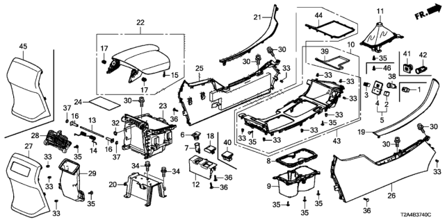 2014 Honda Accord Box Console*NH167L* Diagram for 83451-T2F-A01ZA