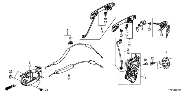 2019 Honda HR-V Front Door Locks - Outer Handle Diagram