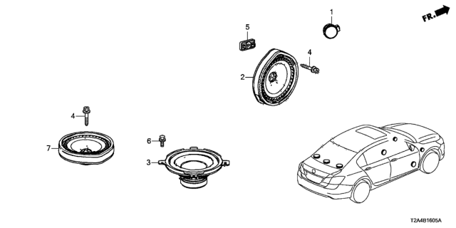 2016 Honda Accord Speaker Assembly, Single Diagram for 39120-T2A-A61