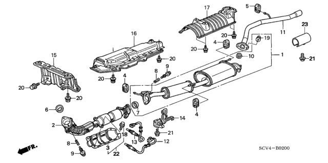 2004 Honda Element Exhaust Pipe - Muffler Diagram