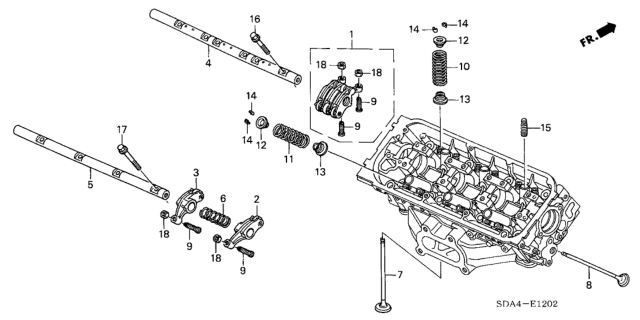 2004 Honda Accord Arm Assembly, Intake Rocker Diagram for 14620-P8A-A01
