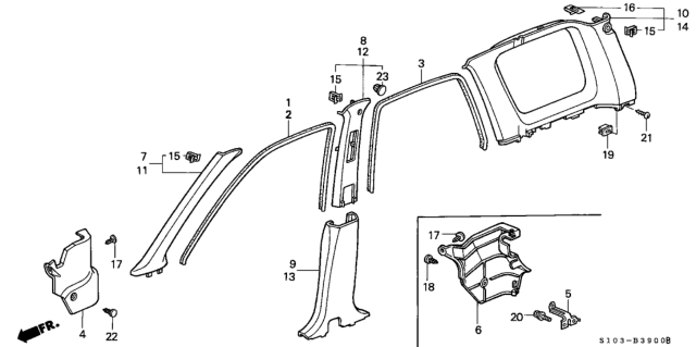 2001 Honda CR-V Pillar Garnish Diagram