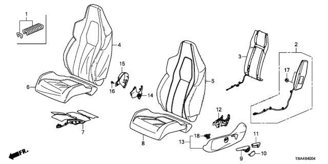 2017 Honda Civic 4 Door SI KA 6MT Front Seat (Driver Side) Diagram