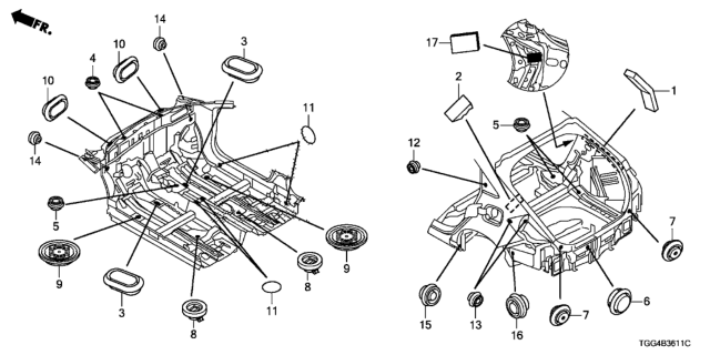 2019 Honda Civic Grommet (Rear) Diagram