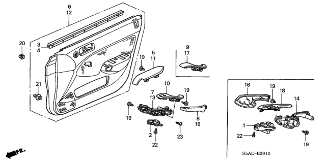 2005 Honda Civic 4 Door EX KA 5MT Front Door Lining Diagram