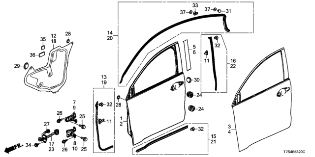 2019 Honda HR-V Front Door Panels Diagram