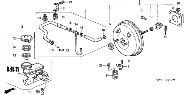 2000 Honda Insight Brake Master Cylinder  - Master Power Diagram