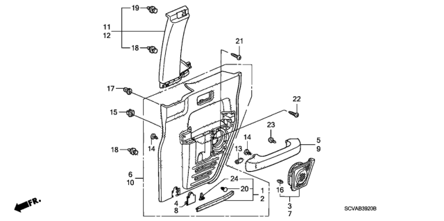 2007 Honda Element Armrest, Passenger Side (Gray) Diagram for 83733-SCV-A01ZC