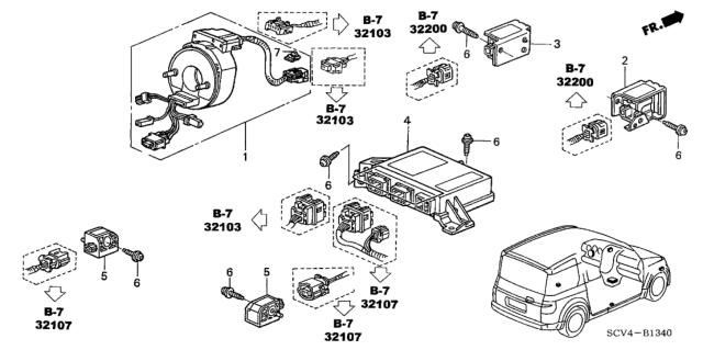 2004 Honda Element SRS Unit Diagram