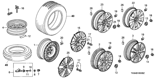 2013 Honda Odyssey Disk, Aluminum Wheel (17X7J) (Tpms) (Enkei) Diagram for 42700-TK8-A11