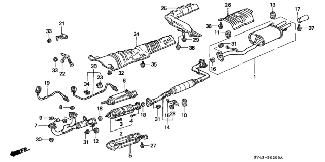 1997 Honda Accord Gasket, Exhuast Pipe (Ishino) Diagram for 18212-SA7-003