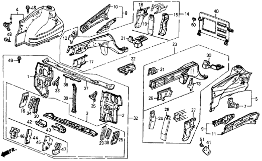 1984 Honda CRX Bracket, Radiator (Upper) Diagram for 60842-SB2-000ZZ